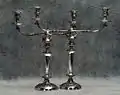 Candelabra, English, 19th century Silver, copper, steel and pitch