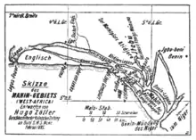 geographical map representing a coast, the text is in German