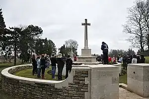 Schoolchildren paying their respects at Hunters Cemetery, Newfoundland Park, Beaumont Hamel