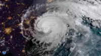 Satellite image of the hurricane close to dawn