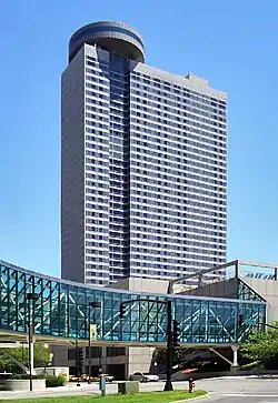 Sheraton Kansas City Hotel at Crown Center and walkway.