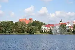 View of Iława from Mały Jeziorak Lake with the Church of the Transfiguration on the left