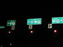 I-180/US 85/I-25 BUS at its northern terminus at US 30/I-80 BUS in Cheyenne