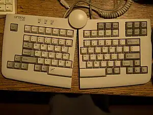 IBM Adjustable Keyboard (Model M15, 1994) with a ball joint to control opening and tenting angles