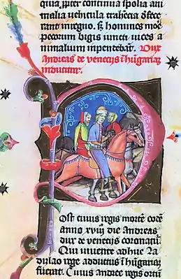 Chronicon Pictum, Hungarian, Hungary, King Andrew III, riding, horse, medieval, chronicle, book, illumination, illustration, history