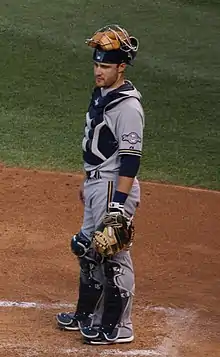 A baseball player in gray