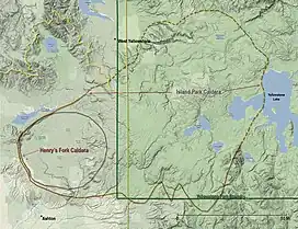 Diagram of Island Park and Henry's Fork Caldera.