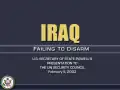 Iraq Failing To Disarm