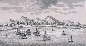 Image 11Jayakarta circa 1605–8, before its complete destruction by the Dutch, showing earlier pre-colonial structures before Batavia was founded (from Colonial architecture in Jakarta)