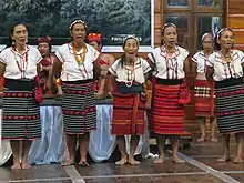 Ifugao women in Banaue wearing alampay