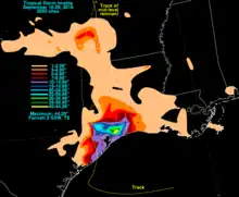 Contour map of Imelda's rainfall