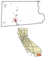 Location of Imperial in Imperial County, California.