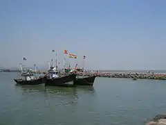 Boats of fishermen living on the island