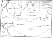 Map of the India–Pakistan border along the Rann of Kutch between Gujarat, India and Sindh, Pakistan.