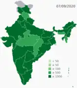 Map of COVID-19 Recoveries in various States/UTs of India.