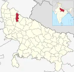 Location of Moradabad district in Uttar Pradesh