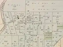 Detail of a map of Buffalo, New York, c. 1880, showing the location of the mission church.