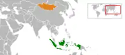 Map indicating locations of Indonesia and Mongolia