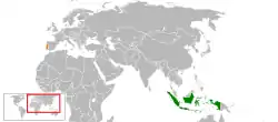 Map indicating locations of Indonesia and Portugal