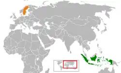 Map indicating locations of Indonesia and Sweden