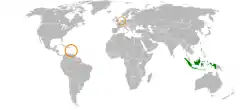 Map indicating locations of Indonesia and The Netherlands