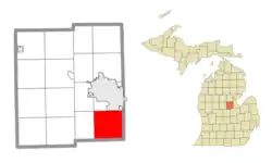 Location within Midland County and the state of Michigan