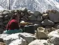 Inhabitant of Chitkul in traditional clothes of the region