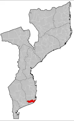 Inharrime District on the map of Mozambique