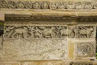 An agriculture stone sculpture inside the Patan Durbar Square