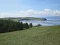 Natural meadows and grasslands at Lake Baikal, Russia.