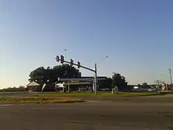 Gas station and traffic light at St. Stephens Church, October, 2016