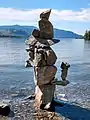 Inuksuk on shore of Sẁiẁs Provincial Park, Osoyoos Lake, British Columbia