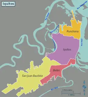 Districts of Iquitos city