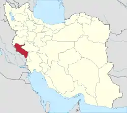 Location of Ilam province in Iran