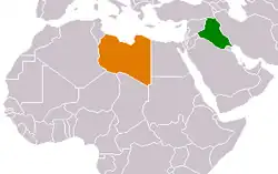 Map indicating locations of Iraq and Libya