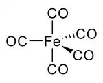 Iron(0) pentacarbonyl is a red-orange liquid prepared directly from the union of finely divided iron and carbon monoxide gas under pressure.