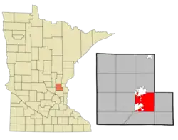 Location of the township of Isanti within Isanti County, Minnesota