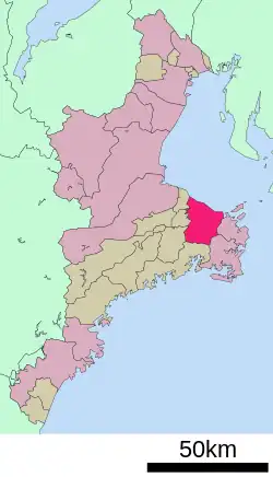 Location of Ise in Mie Prefecture