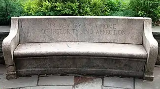 This bench is inscribed:"In Memory Of A Home  Of Integrity and Affection"