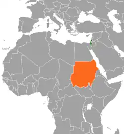 Lage von Israel und Sudan