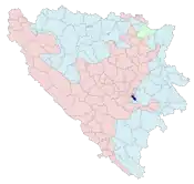 Location of East New Sarajevo within Bosnia and Herzegovina