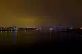 A shot of Itchen Bridge as seen from Woolston Jetty on a foggy evening