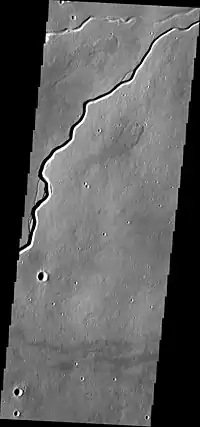 Ituxi Vallis, as seen by THEMIS.  Ituxi Vallis is a lava channel that lies east of Elysium Mons.