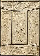 Ivory cover of the Codex Aureus of Lorsch, c. 810, Carolingian dynasty, Victoria and Albert Museum