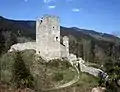 The bergfried of Jörgenberg Castle with its elevated entrance