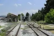 Kalambaka railway station, taken from just in front of the buffers at the end of line 24 May 2016