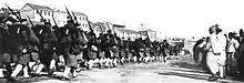 Japanese infantry marching through Seoul during the Russo-Japanese War in 1904