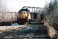 Westbound at the KKRR overgrade crossing east of Kane, PA. November 26, 1984. Ron Stafford Photo.