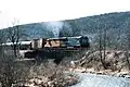 Westbound at Wilcox, PA. March 26, 1985. Ron Stafford Photo.