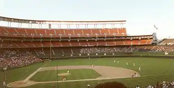 The Mets playing against the Padres during a 1990 away game at Jack Murphy Stadium.